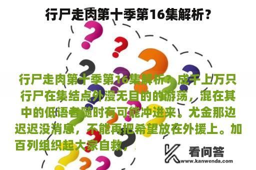 行尸走肉第十季第16集解析？