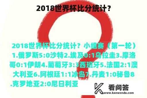 2018世界杯比分统计？