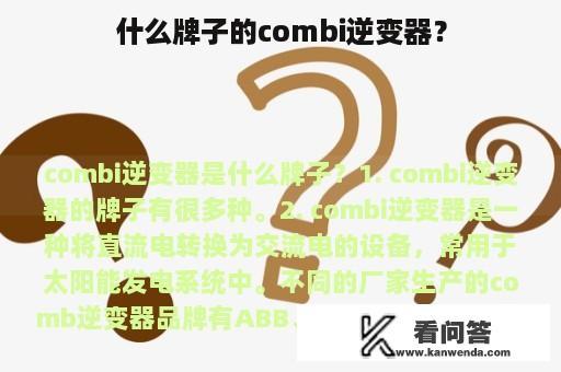 什么牌子的combi逆变器？