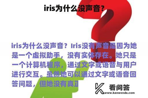 iris为什么没声音？