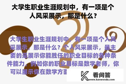 大学生职业生涯规划中，有一项是个人风采展示，那是什么？