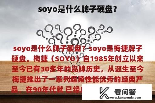 soyo是什么牌子硬盘？