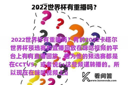 2022世界杯有重播吗？