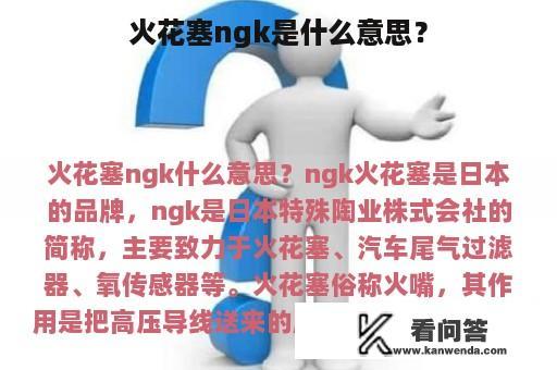 火花塞ngk是什么意思？