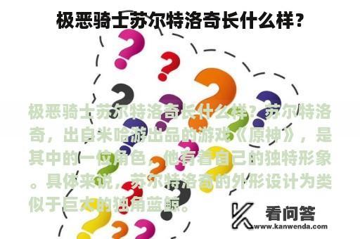 极恶骑士苏尔特洛奇长什么样？