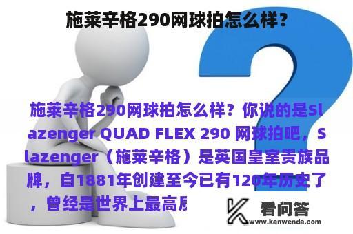 施莱辛格290网球拍怎么样？