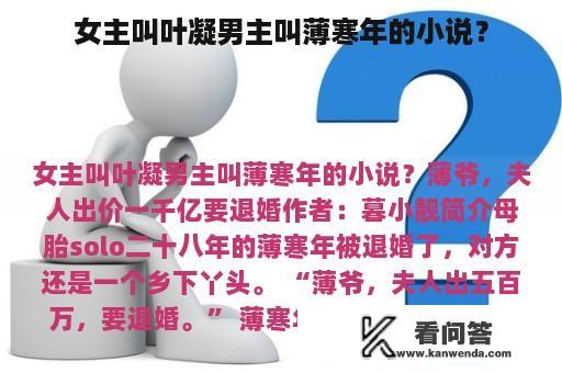 女主叫叶凝男主叫薄寒年的小说？