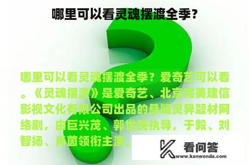 哪里可以看灵魂摆渡全季？