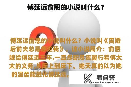 傅延远俞恩的小说叫什么？