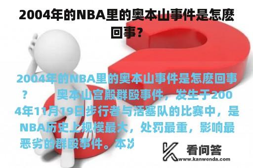 2004年的NBA里的奥本山事件是怎麽回事？