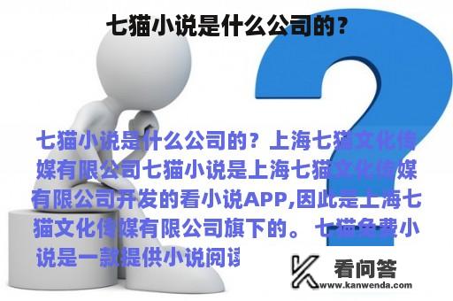 七猫小说是什么公司的？