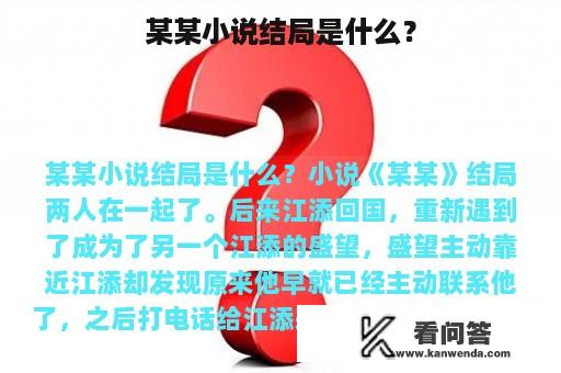 某某小说结局是什么？