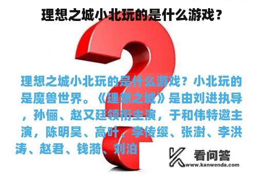 理想之城小北玩的是什么游戏？