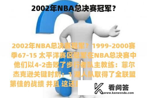 2002年NBA总决赛冠军？