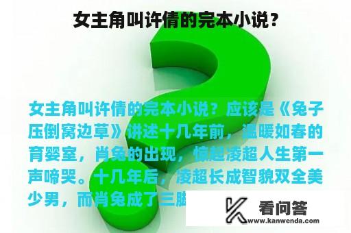 女主角叫许倩的完本小说？