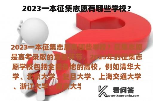 2023一本征集志愿有哪些学校？