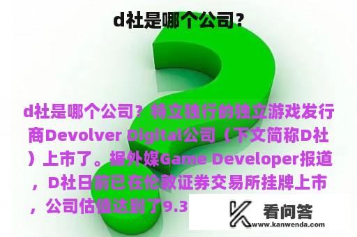 d社是哪个公司？