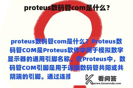 proteus数码管com是什么？