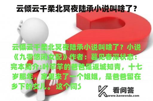 云倾云千柔北冥夜陆承小说叫啥了？