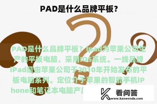 PAD是什么品牌平板？