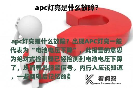 apc灯亮是什么故障？