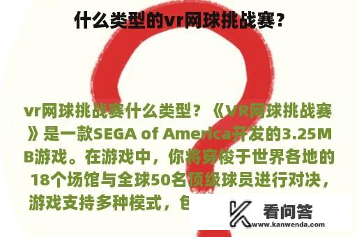 什么类型的vr网球挑战赛？