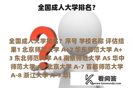 全国成人大学排名？