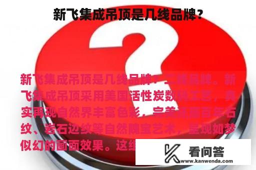 新飞集成吊顶是几线品牌？