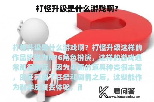 打怪升级是什么游戏啊？