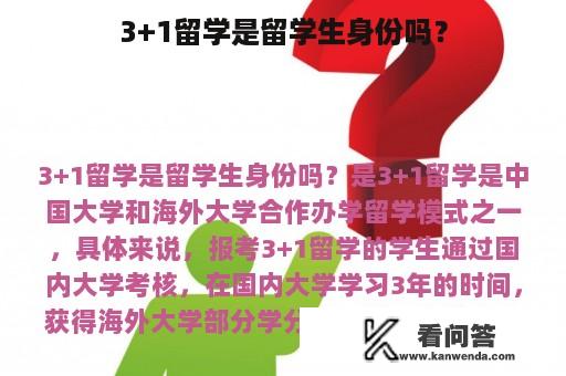 3+1留学是留学生身份吗？