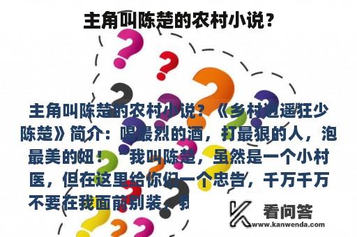 主角叫陈楚的农村小说？