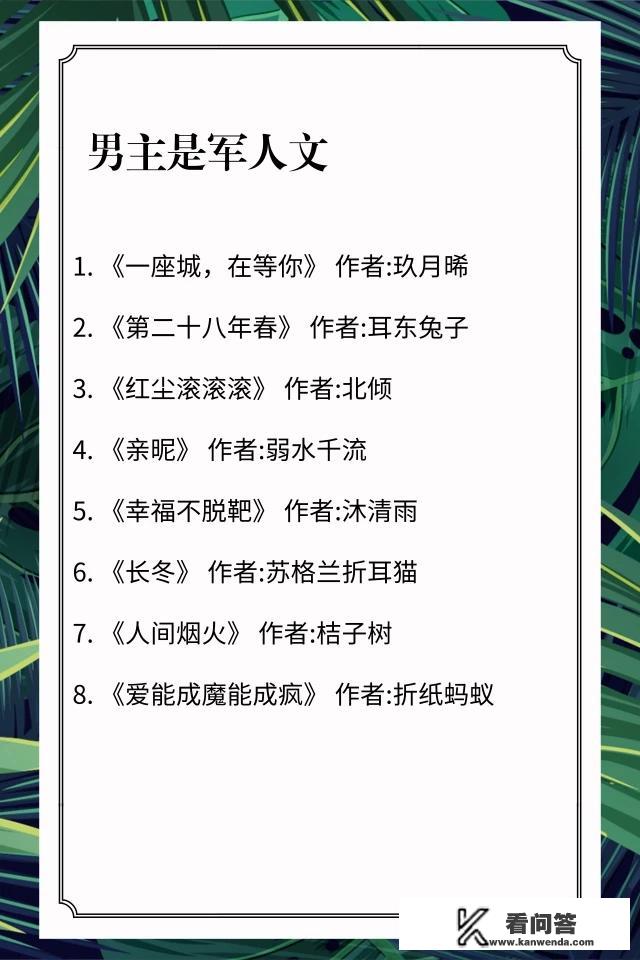 哪位好心人能推荐几本男主是军人或警察的言情小说？