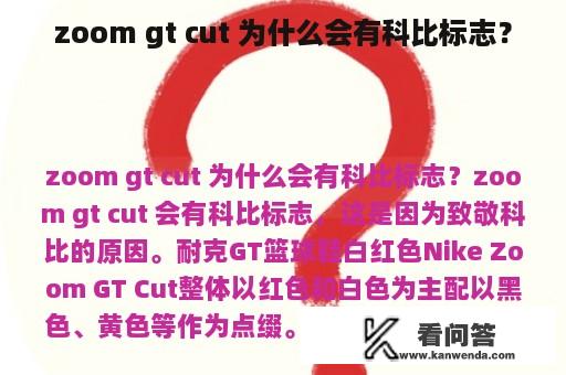 zoom gt cut 为什么会有科比标志？