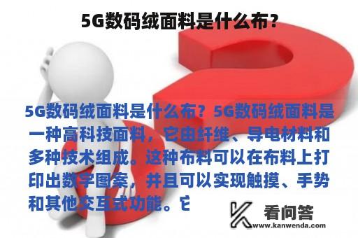 5G数码绒面料是什么布？