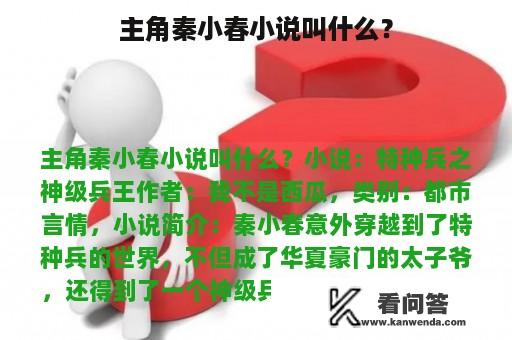 主角秦小春小说叫什么？