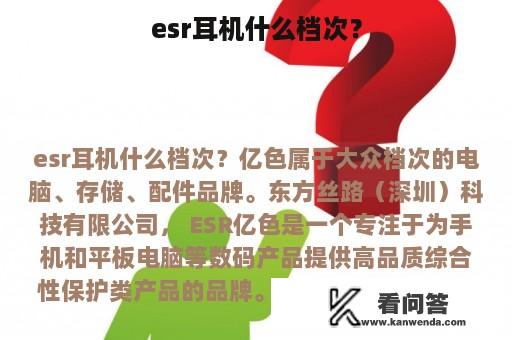 esr耳机什么档次？