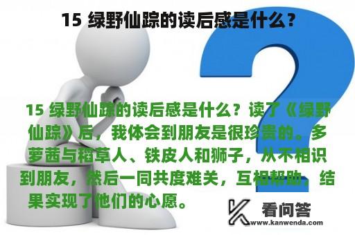 15 绿野仙踪的读后感是什么？