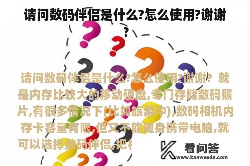 请问数码伴侣是什么?怎么使用?谢谢？