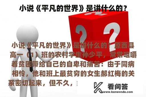 小说《平凡的世界》是讲什么的？