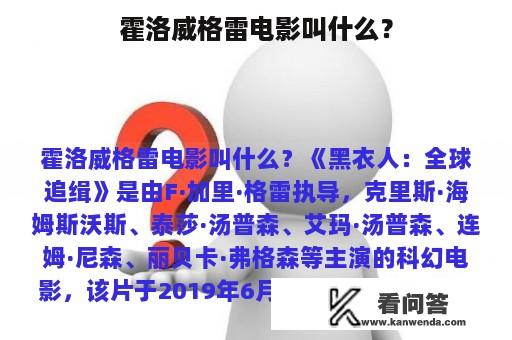 霍洛威格雷电影叫什么？