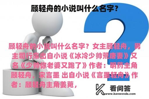 顾轻舟的小说叫什么名字？