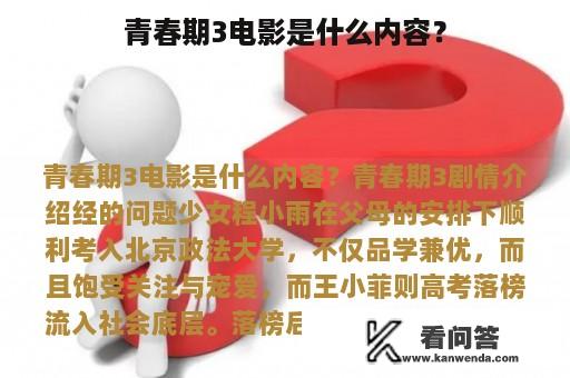 青春期3电影是什么内容？