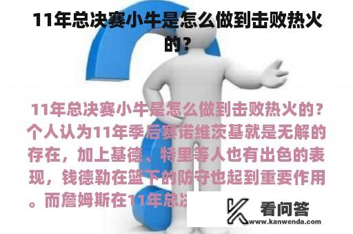 11年总决赛小牛是怎么做到击败热火的？