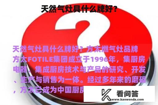 天然气灶具什么牌好？