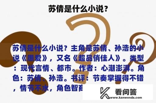 苏倩是什么小说？