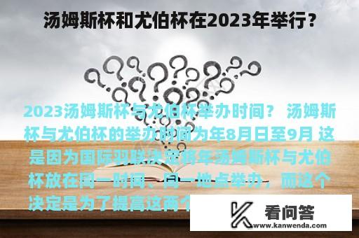 汤姆斯杯和尤伯杯在2023年举行？