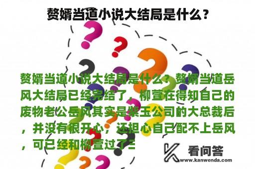 赘婿当道小说大结局是什么？