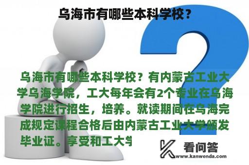 乌海市有哪些本科学校？