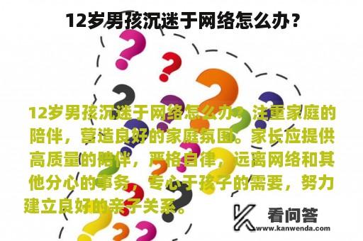 12岁男孩沉迷于网络怎么办？