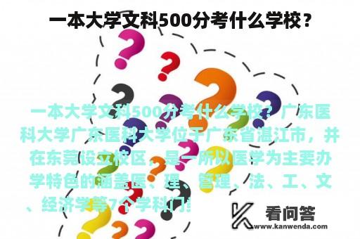 一本大学文科500分考什么学校？